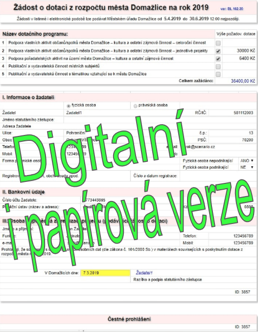 Dotační on-line formulář | Scenario s.r.o.